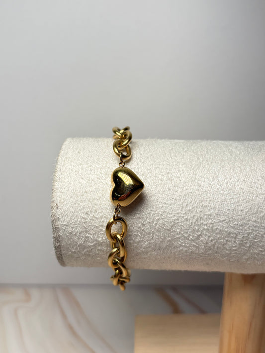 Pulsera corazón chunky dorado