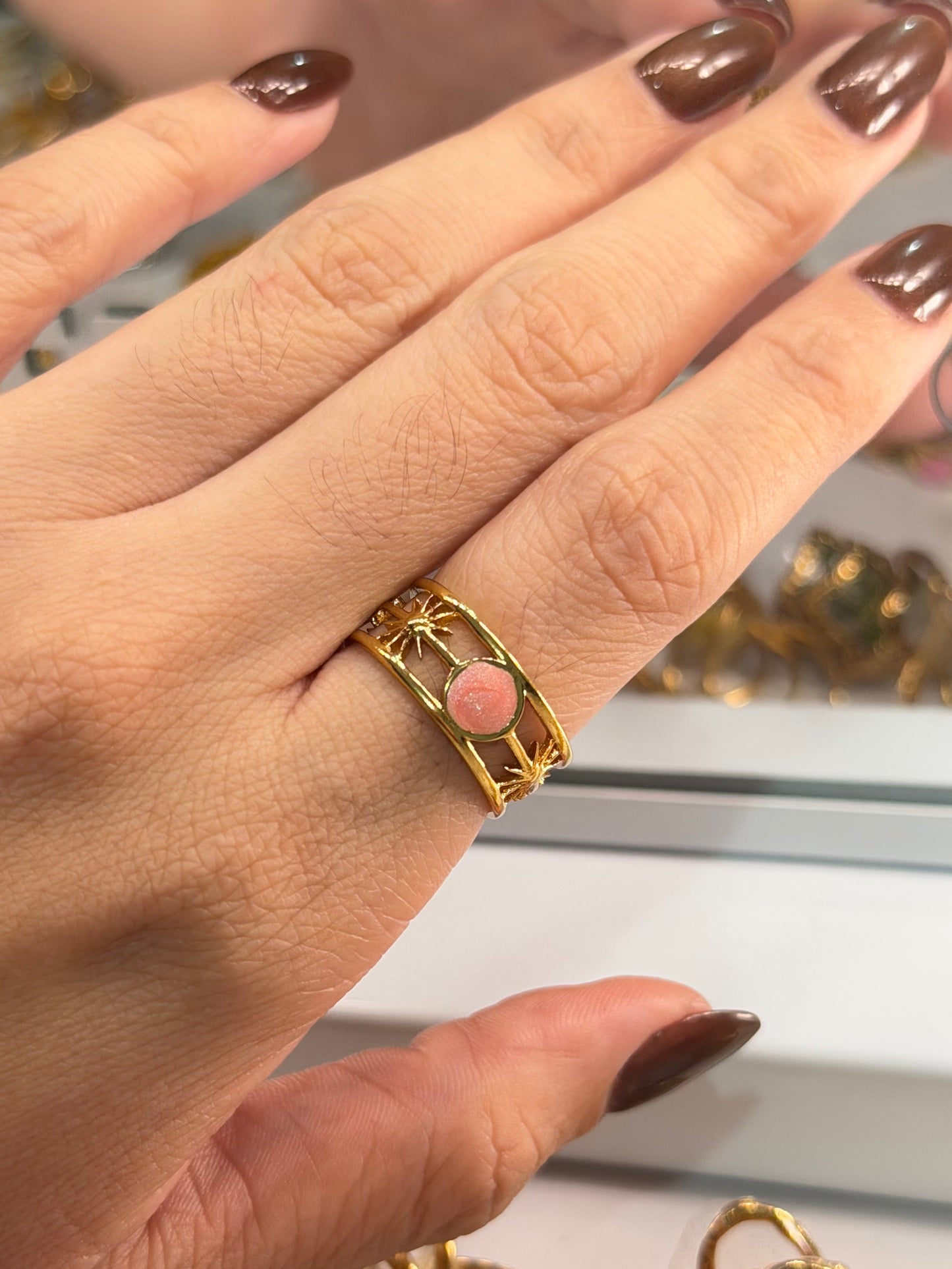 Anillo sol rosa