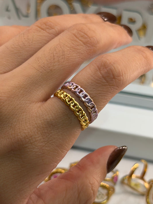 Anillo doble rosado dorado