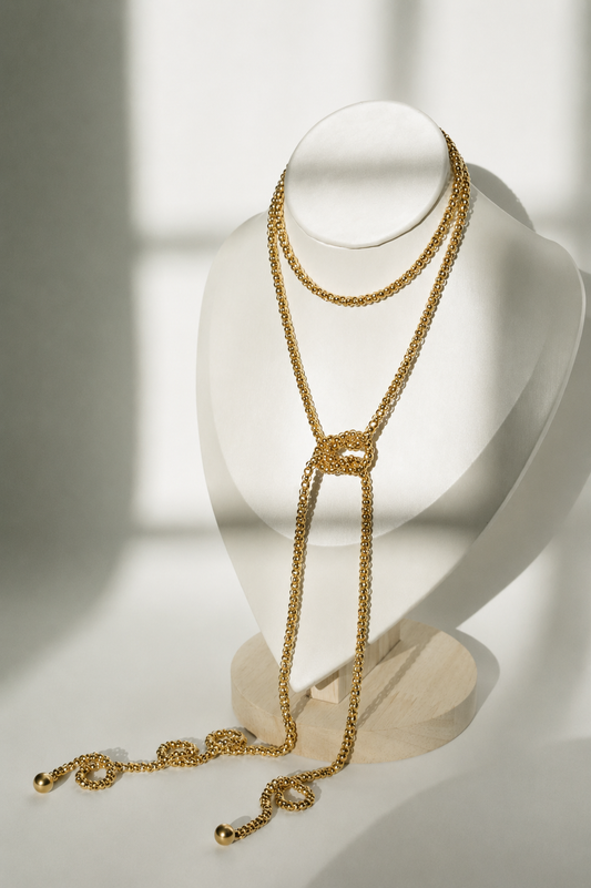 Collar Corbatero Cadena Mini Dorado