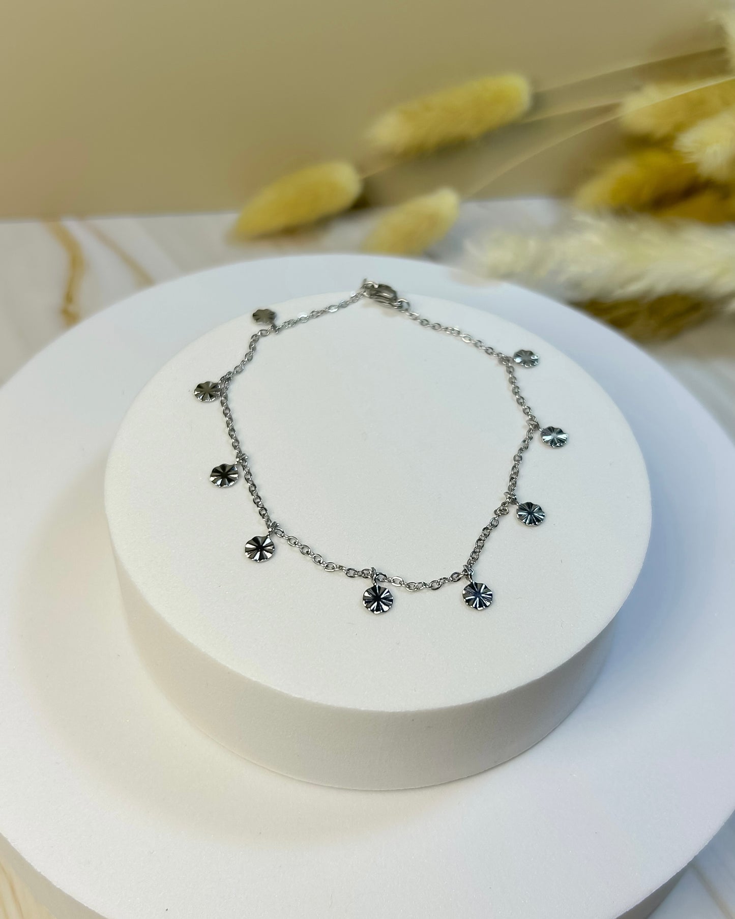 Tobillera Coin Silver