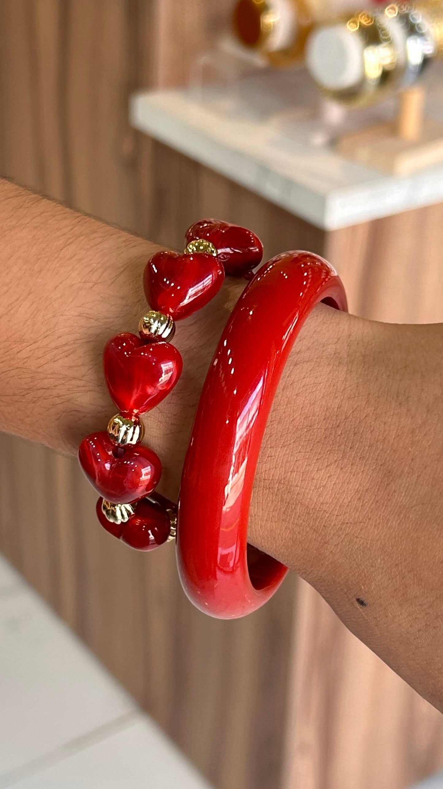 pulsera concha corazon rojo