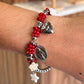 pulsera charm de rojo plata