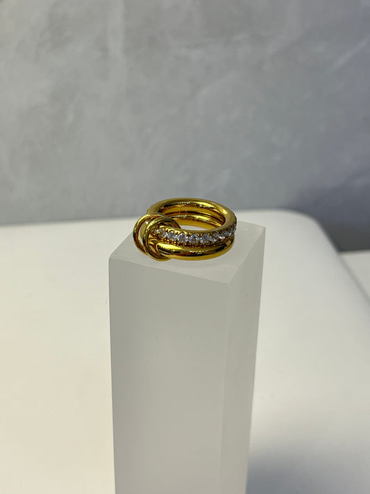 Anillo Doble Aro Dorado