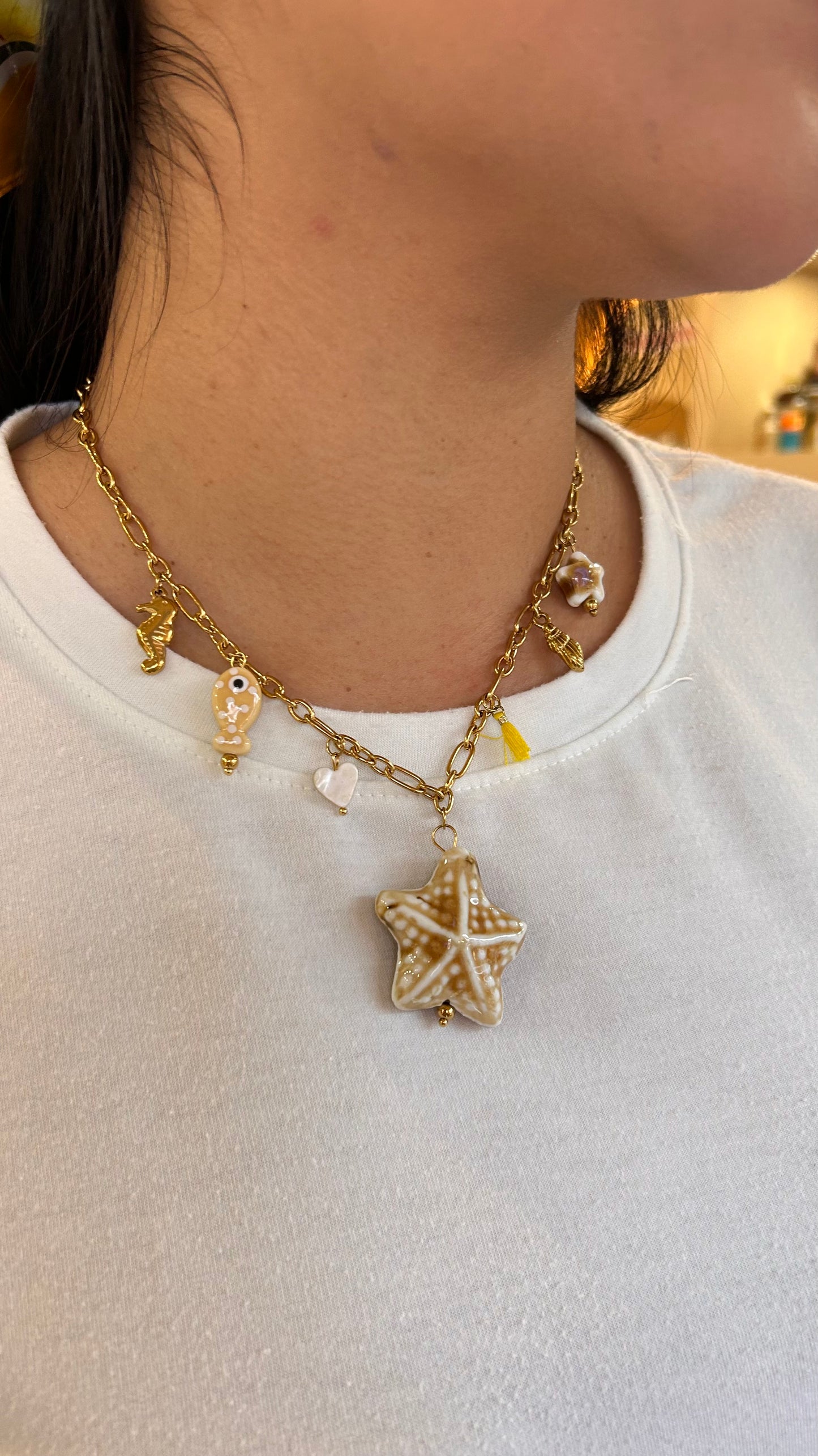 Collar estrella charms chunky