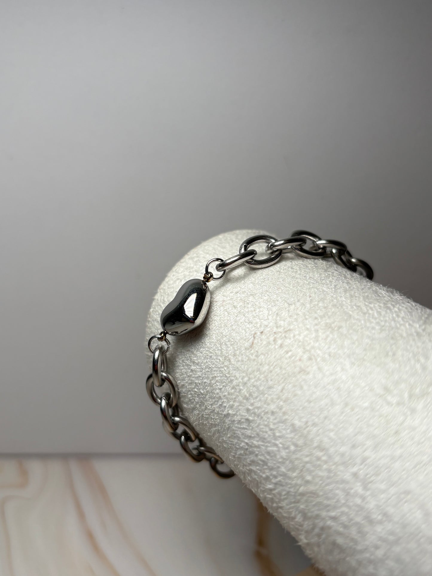 Pulsera corazón chunky plata