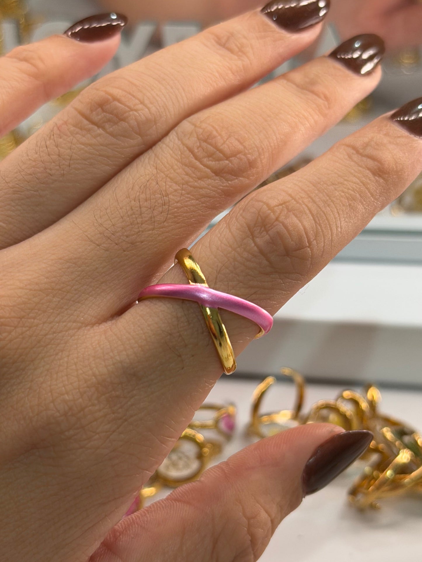 Anillo x rosado dorado