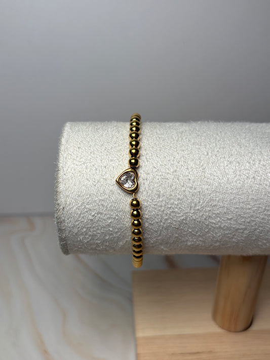 Pulsera corazón cristal bolitas