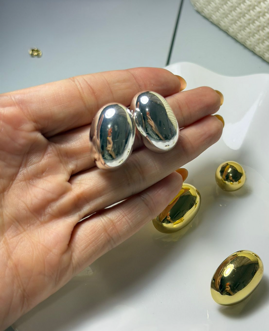 arete ovalo plata chunky