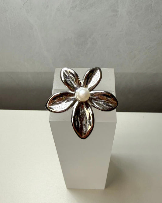 Anillo Flor plateada