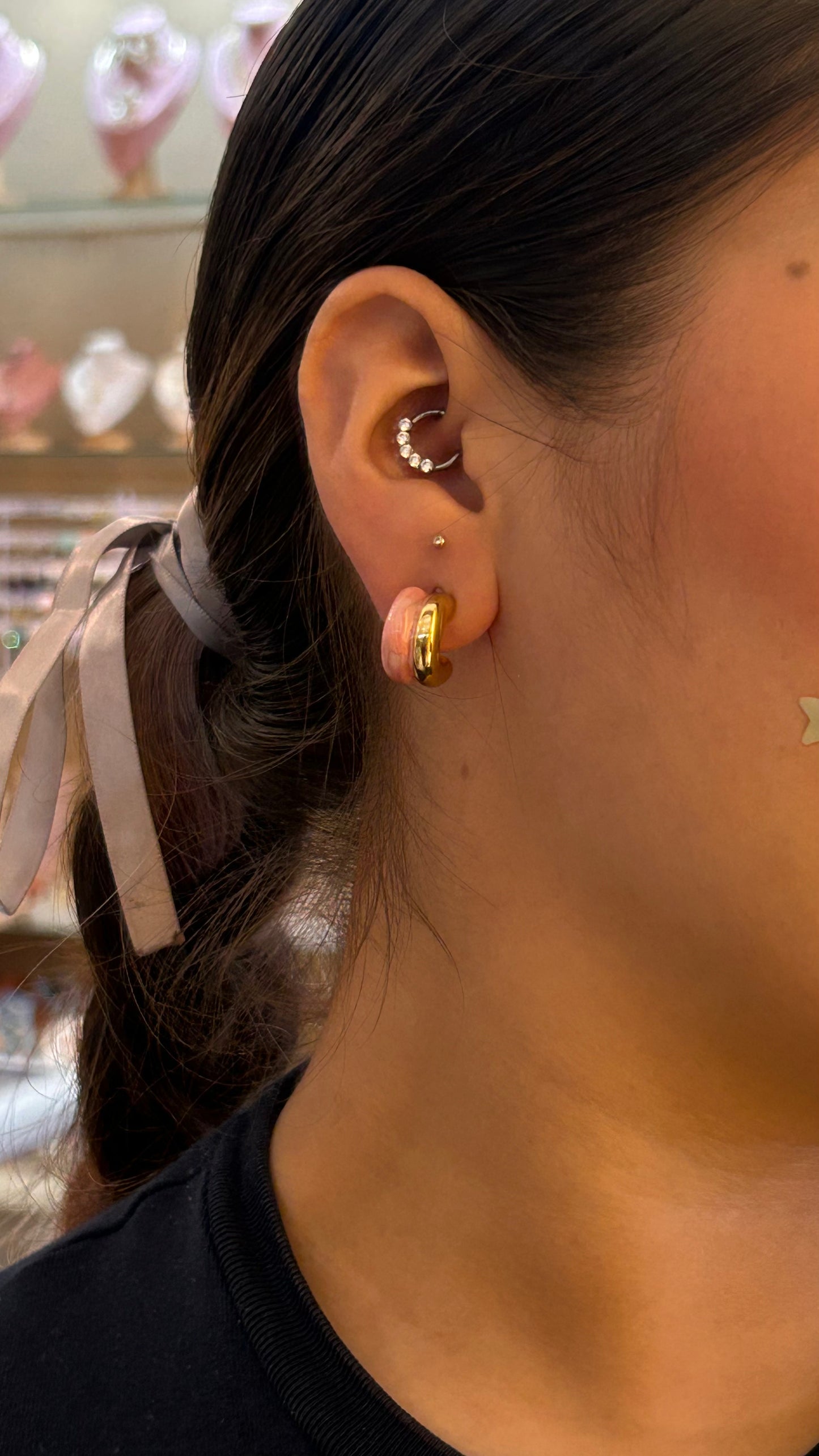 Aretes Doble Mini Rosa