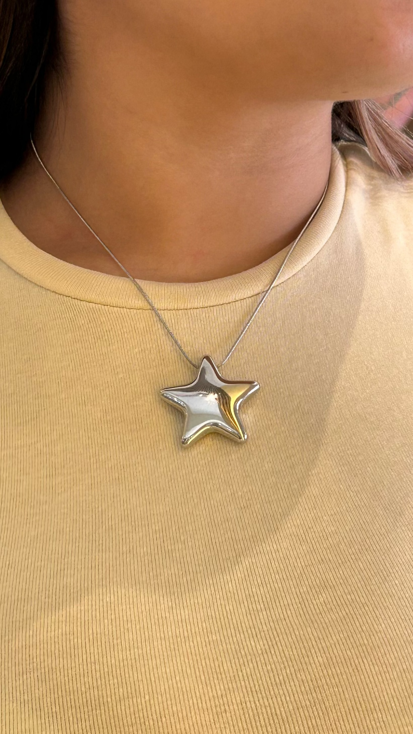 Collar Estrella Xl Globo Plata