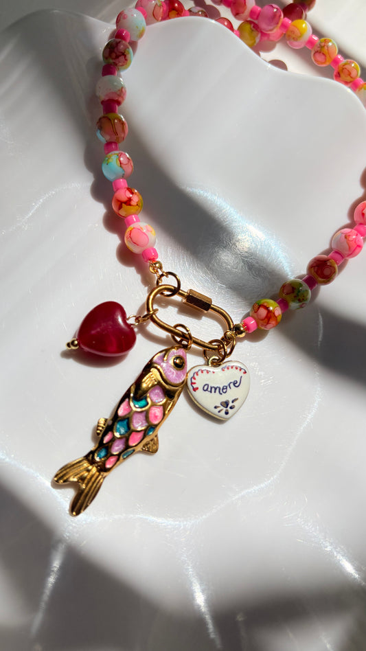Collar Bali Rosa & Charms