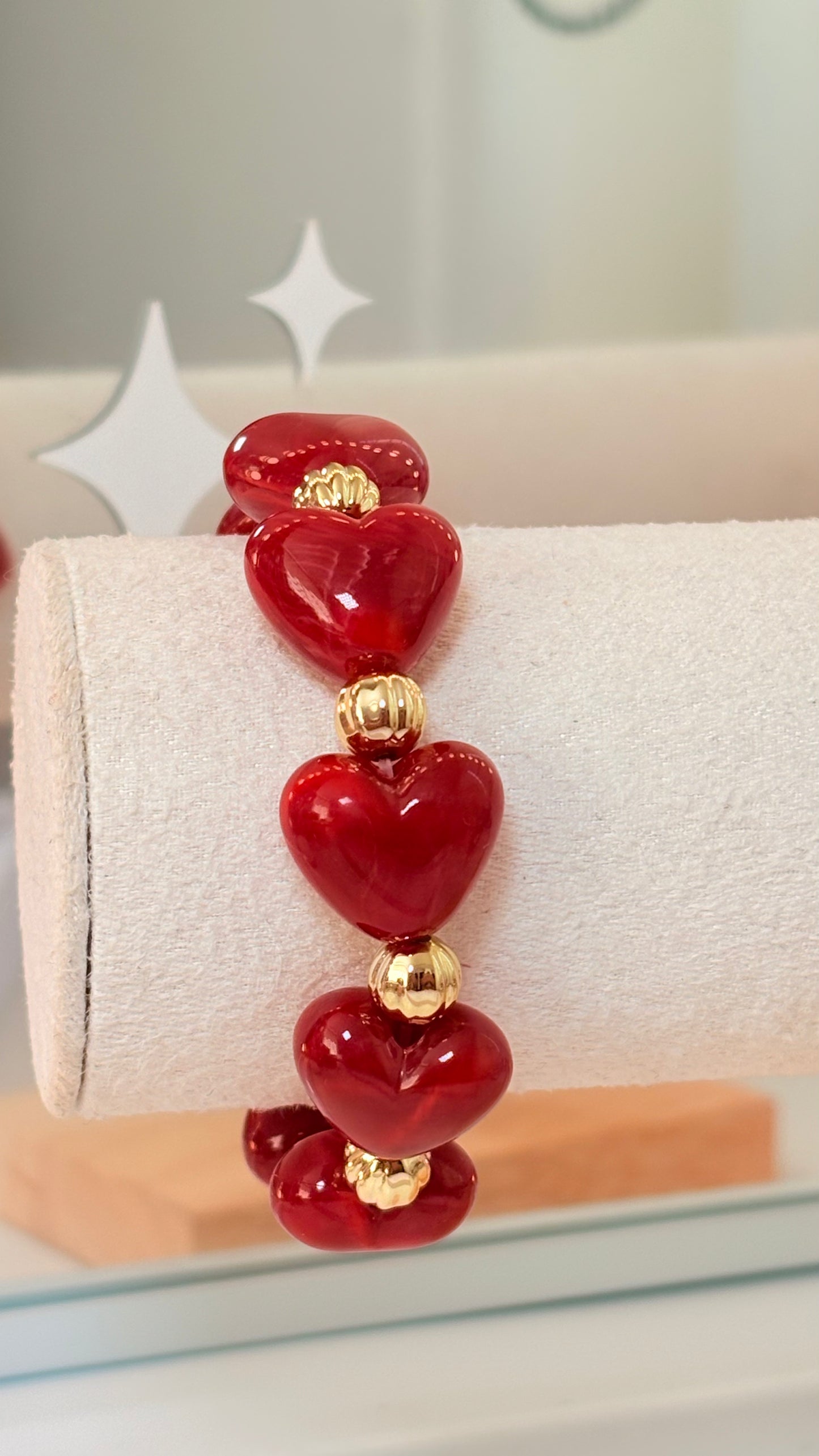 pulsera concha corazon rojo