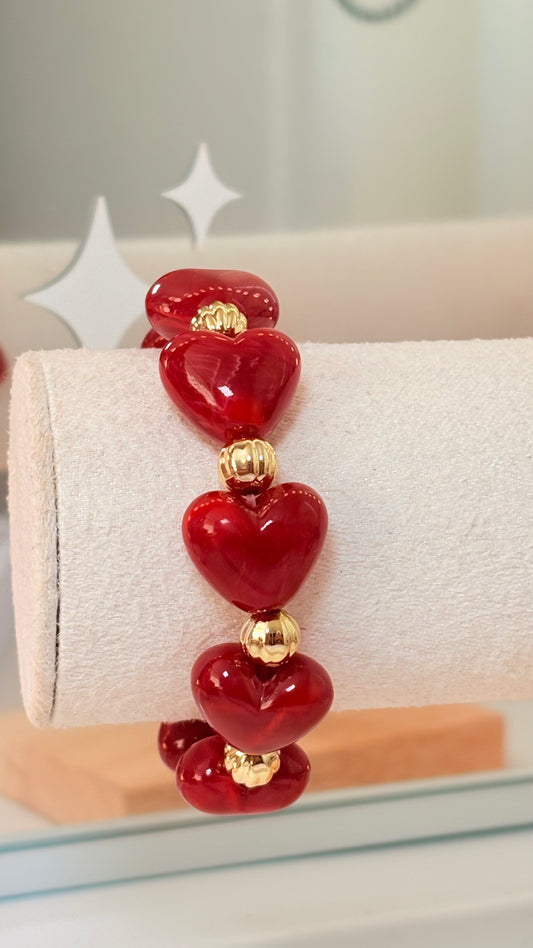 pulsera concha corazon rojo