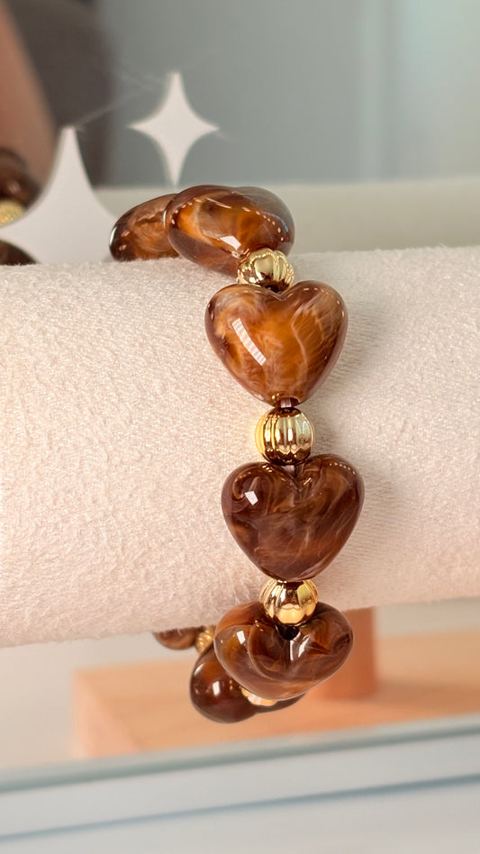 pulsera concha corazon cafe