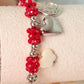 pulsera charm de rojo plata