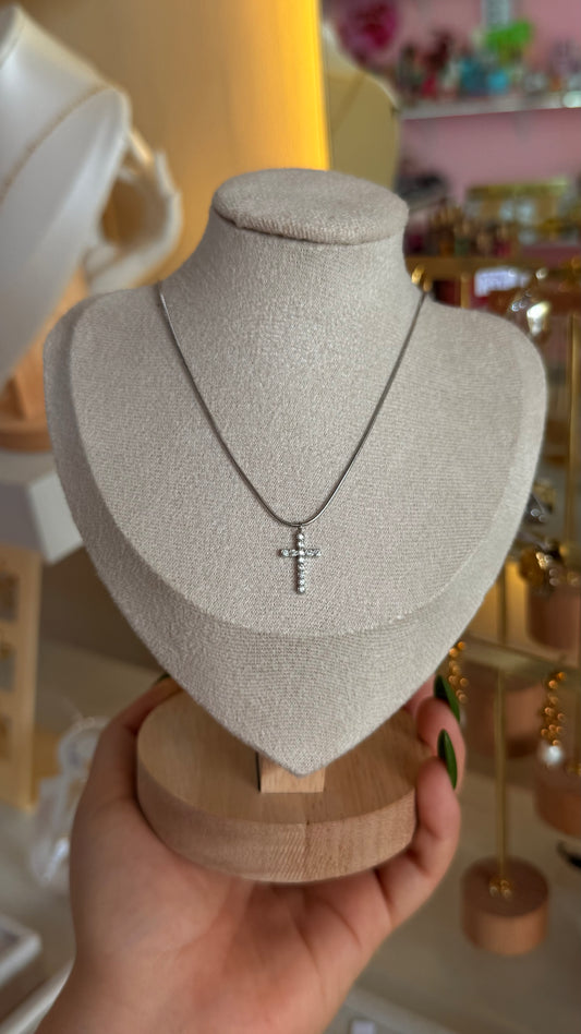 Collar Cruz Diamond Plata