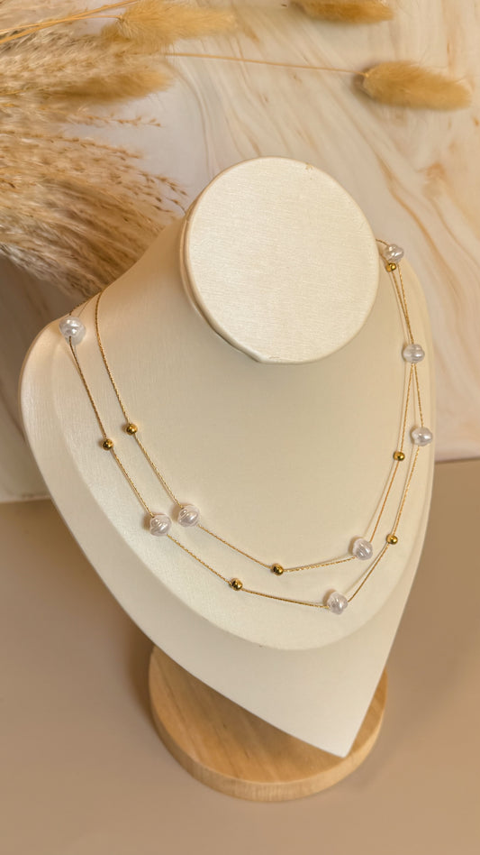 Collar doble golden pearls