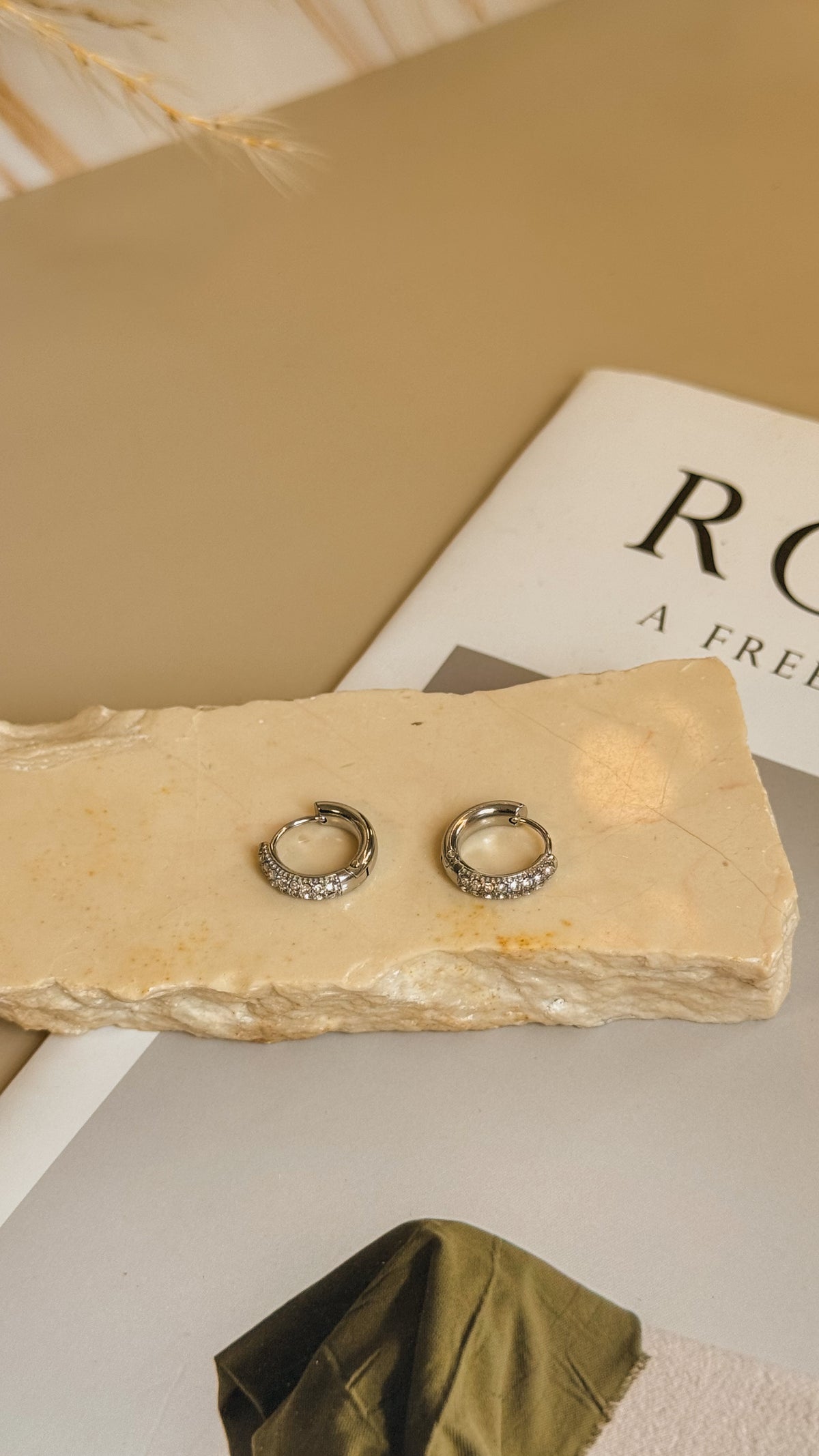 Set Aretes diamantes plata 3pzs