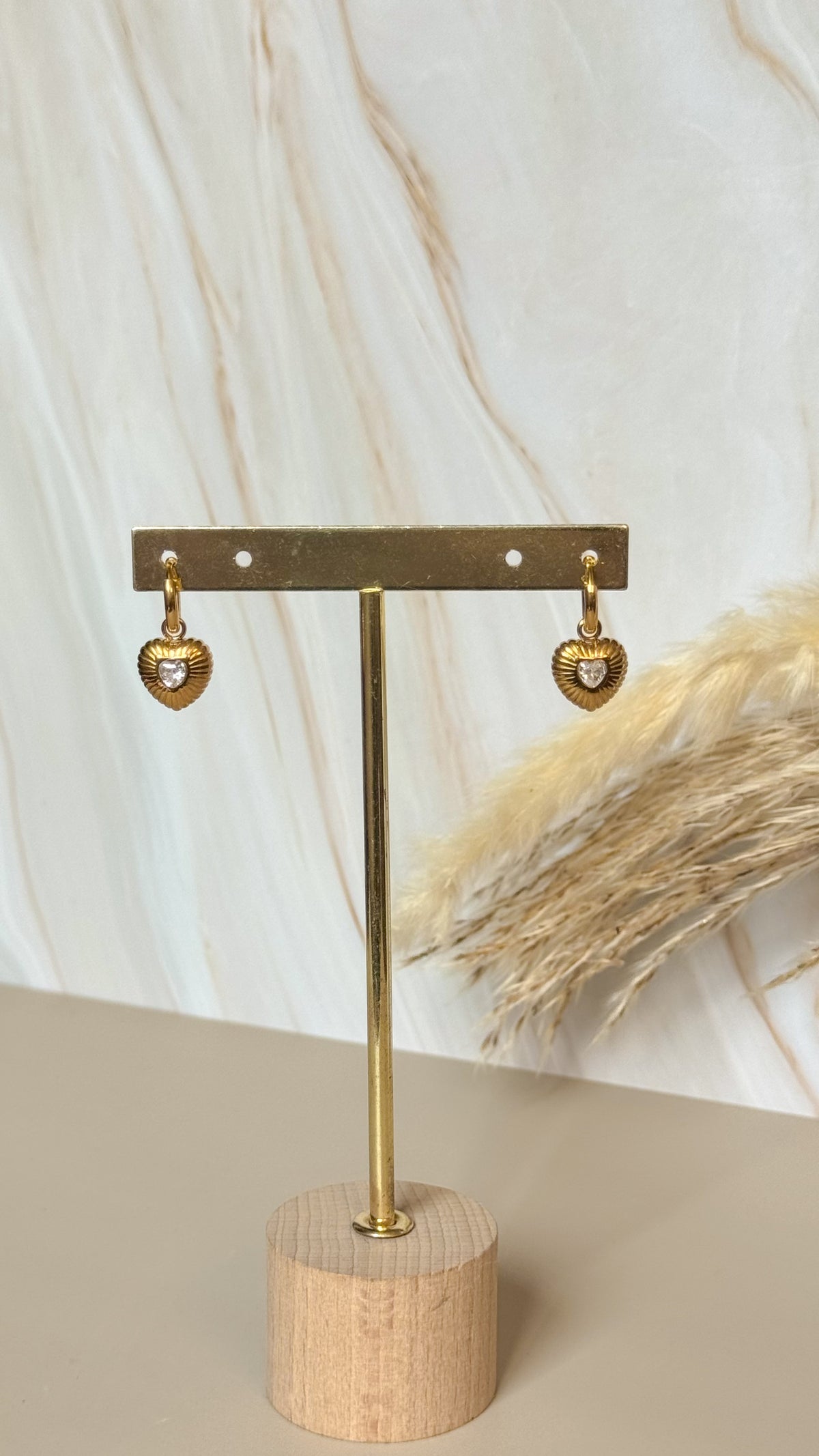 Aretes Hoops Corazon Cristal
