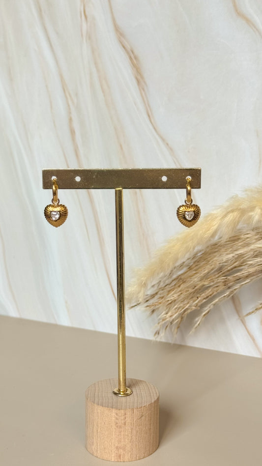 Aretes Hoops Corazon Cristal