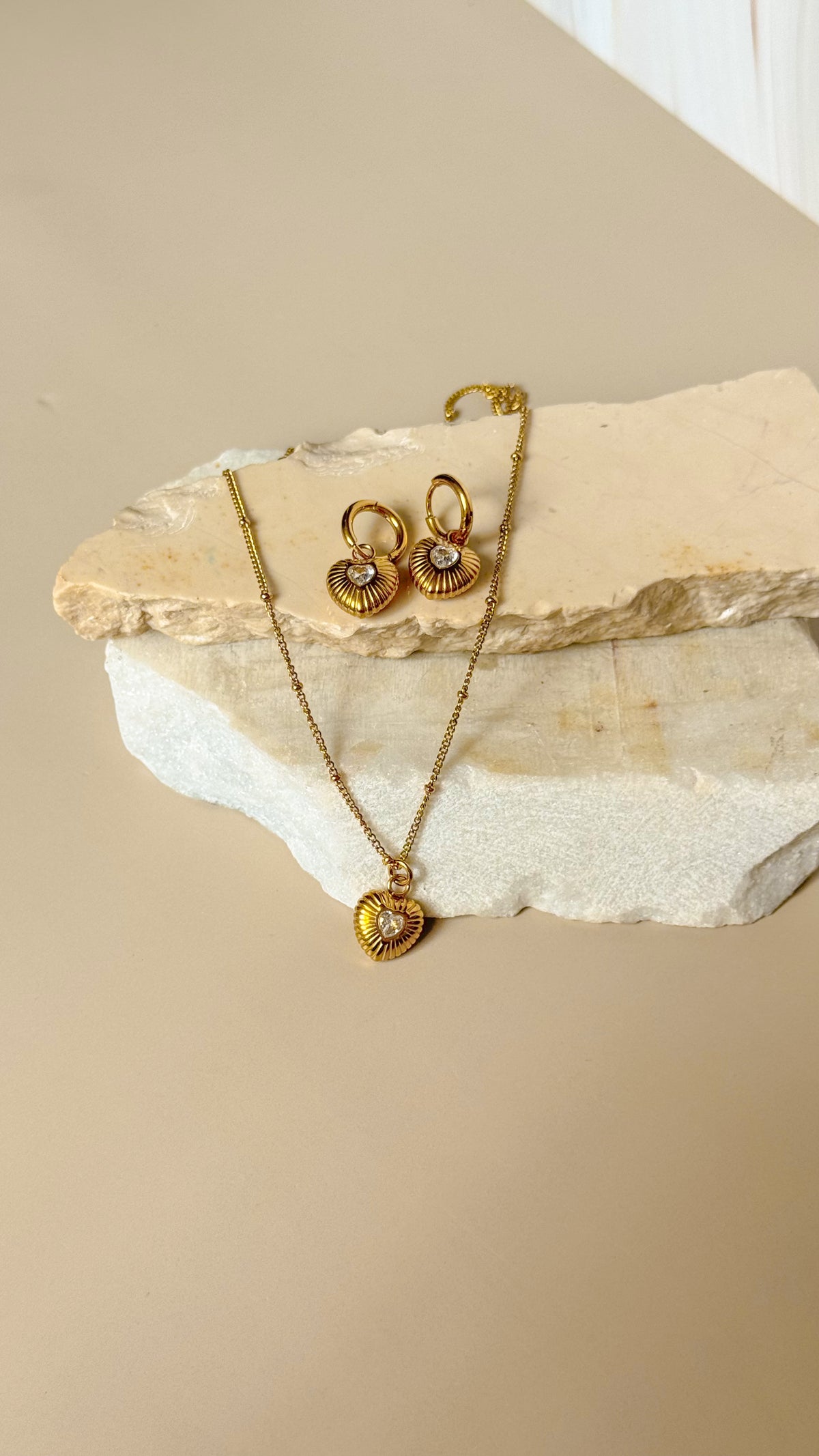 Set Corazon Cristal Dorado