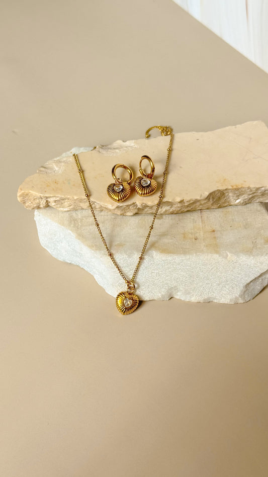 Set Corazon Cristal Dorado