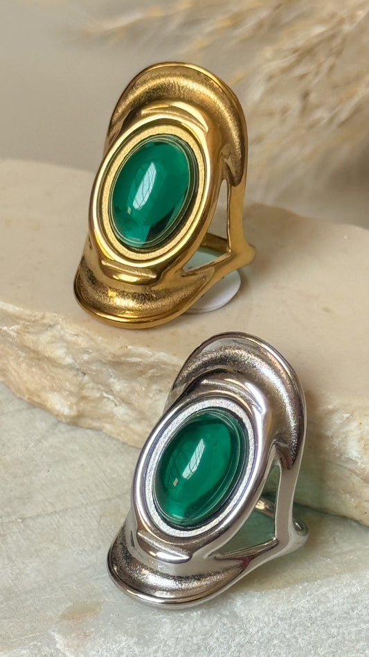 Anillo Esmeralda Dorado #7