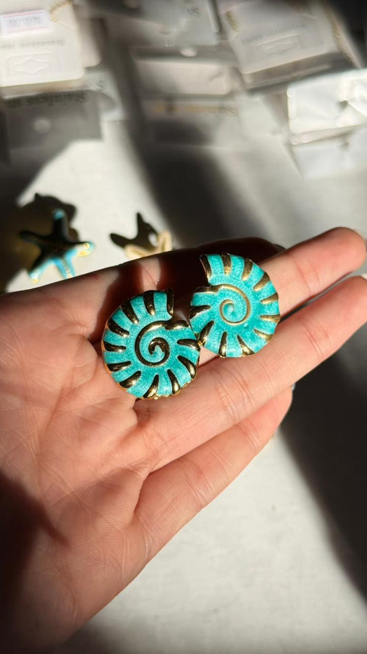 Aretes Caracol Azul