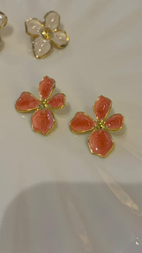 Aretes Flor Coral