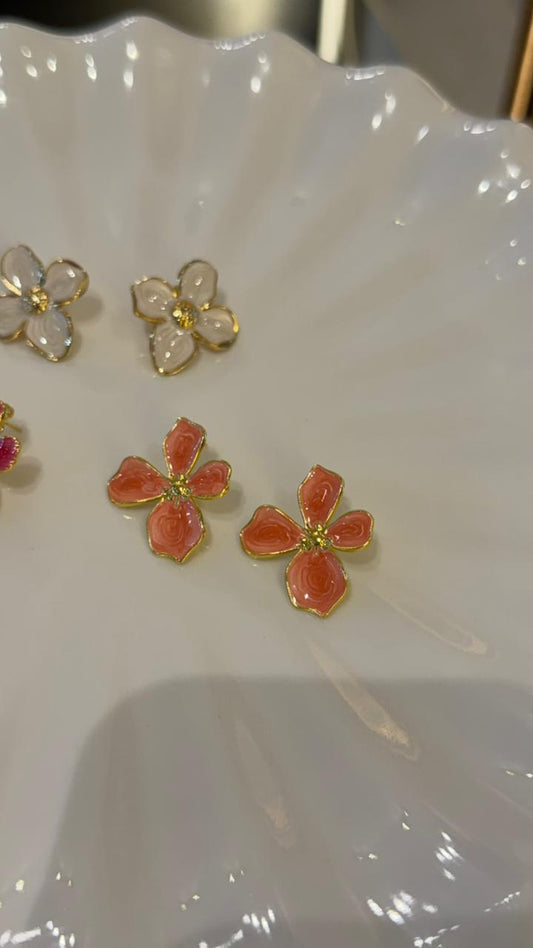 Aretes Flor Coral