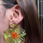 Aretes Maxi Flor Acrilico Verde
