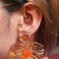 Aretes Maxi Flor Acrilico Cafe