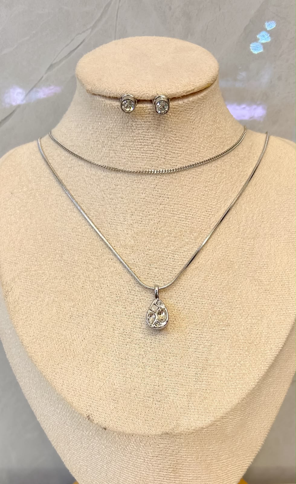 Collar & Aretes Diamond Plata